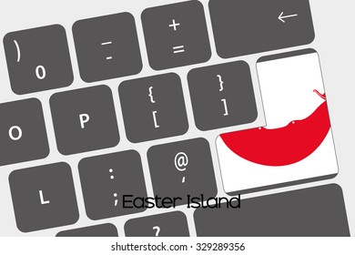 A Illustration of a Keyboard with the Enter button being the Flag of Easter Island