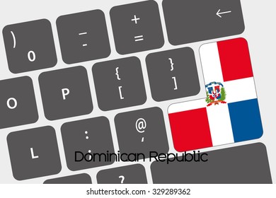 A Illustration of a Keyboard with the Enter button being the Flag of  Dominican Republic