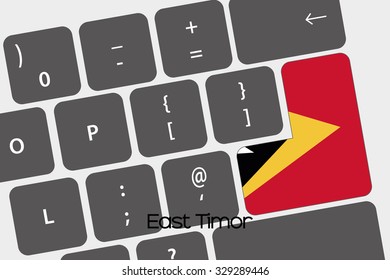A Illustration of a Keyboard with the Enter button being the Flag of  East Timor
