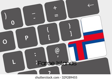 A Illustration of a Keyboard with the Enter button being the Flag of  Faroe Islands