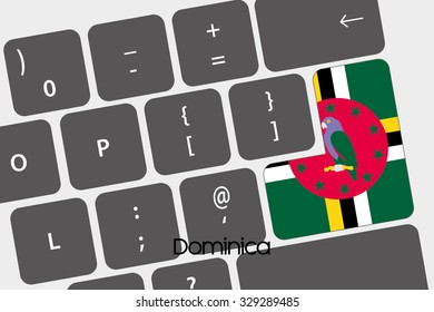 A Illustration of a Keyboard with the Enter button being the Flag of  Dominica
