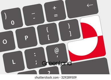A Illustration of a Keyboard with the Enter button being the Flag of  Greenland