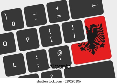 A Illustration of a Keyboard with the Enter button being the Flag of  Albania