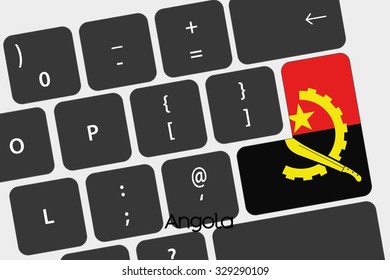 A Illustration of a Keyboard with the Enter button being the Flag of Angola