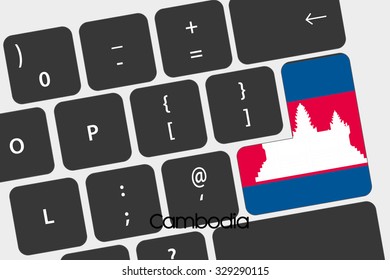 A Illustration of a Keyboard with the Enter button being the Flag of Cambodia