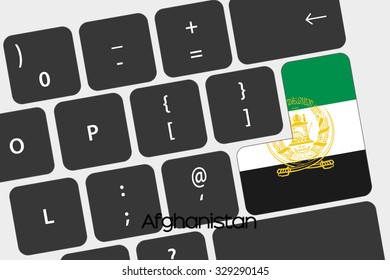 A Illustration of a Keyboard with the Enter button being the Flag of  Afghanistan