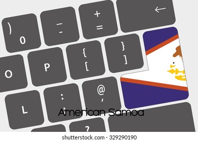 A Illustration of a Keyboard with the Enter button being the Flag of  American Samoa
