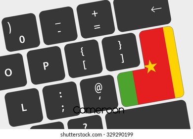A Illustration of a Keyboard with the Enter button being the Flag of  Cameroon
