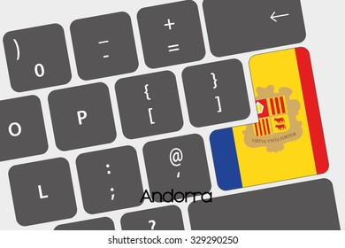 A Illustration of a Keyboard with the Enter button being the Flag of  Andorra