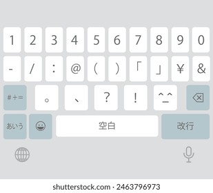 Illustration of the keyboard for Japanese input on a smartphone (screen after the space bar is displayed)