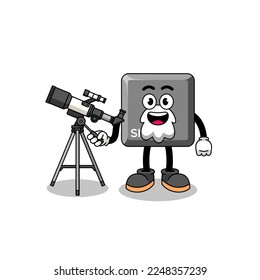 Illustration des Maskottchens mit Tastaturverschiebung als Astronom , Zeichendesign