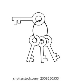 Illustration of a keychain with multiple keys, symbolizing access control, security, and digital safeguarding. Ideal for discussions on password management, access control, and secure authentication.