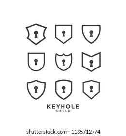Illustration of keyhole and shield graphic design template