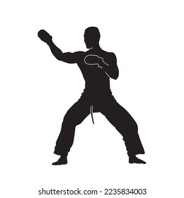 Illustration kick boxer fighter isolated vector silhouette.