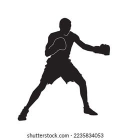 Illustration kick boxer fighter isolated vector silhouette.