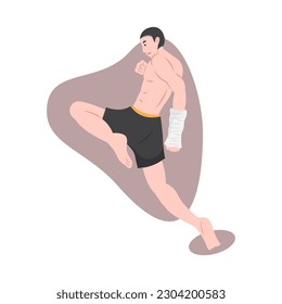 Illustration of kick boxing martial art on white background