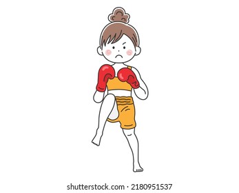 Illustration of a kickboxer woman.