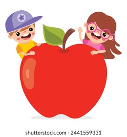 Illustration Of Kid With Apple