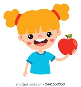 Ilustración De Niño Con Manzana