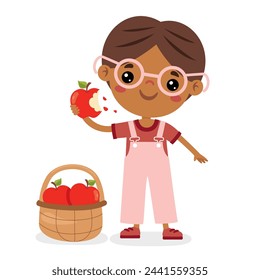 Illustration Of Kid With Apple