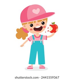 Illustration von Kind mit Apfel
