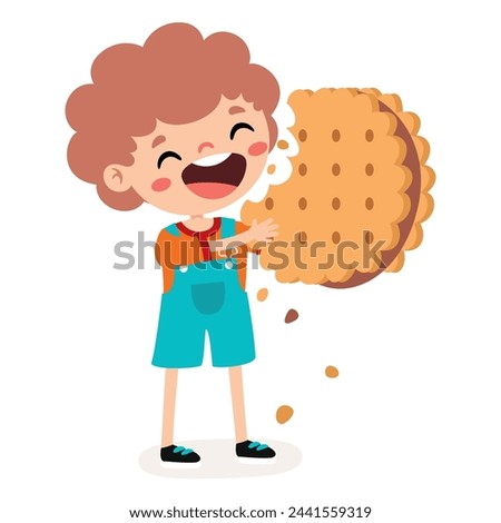 Illustration Of Kid With Biscuit