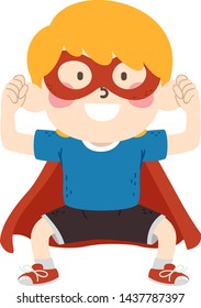 Illustration of a Kid Boy in Assertive Pose and Wearing Superhero Costume