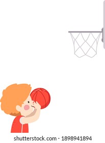Illustration Of A Kid Boy Basketball Player Shooting Ball Through A Hoop
