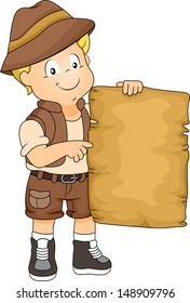 Illustration of Kid Boy with Blank Adventure Map