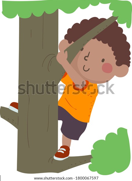 木に登る少年のイラスト 子どもの頃の思い出 のベクター画像素材 ロイヤリティフリー
