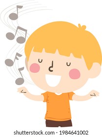 Illustration of a Kid Boy Conducting as a Classroom Song Leader