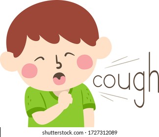 Illustration Kid Boy Coughing Cough Sound Stock Vector (Royalty Free ...