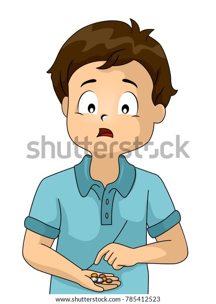 Illustration Kid Boy Counting Money Looking Stock Vector (Royalty Free ...