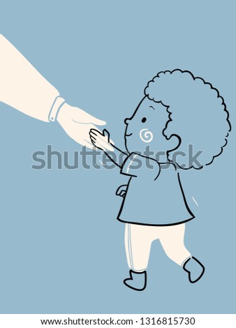 Illustration of a Kid Boy Doodle Shaking Hands with an Adult. Raising a Polite Child