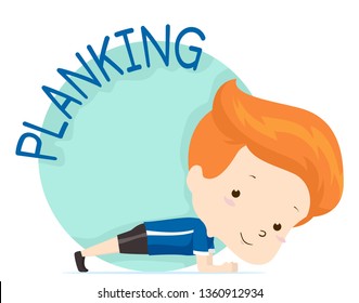 Illustration of a Kid Boy Exercising and Planking