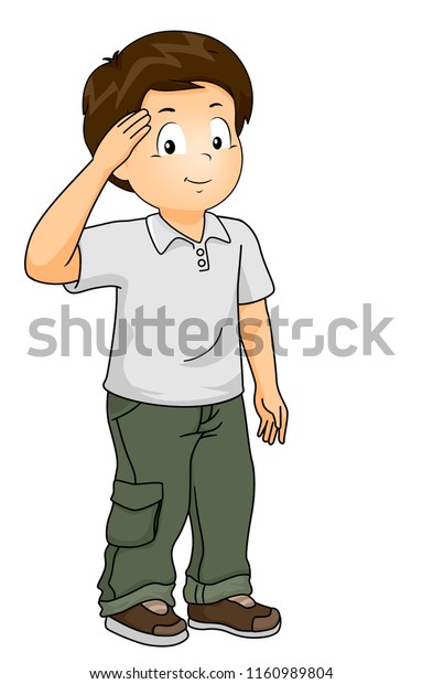 Illustration Kid Boy Hand Salute Stock Vector (Royalty Free) 1160989804 ...