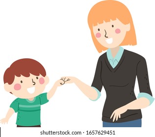 Illustration of a Kid Boy Happily Giving Teacher Girl Fist Bump