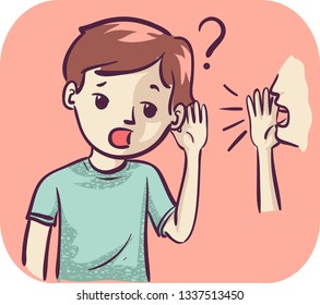 Ilustração de um menino que tem problemas de audição