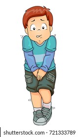 Illustration of a Kid Boy Holding In His Pee