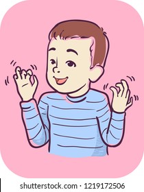 Illustration of a Kid Boy Moving All the Fingers in their Hands. Stimming
