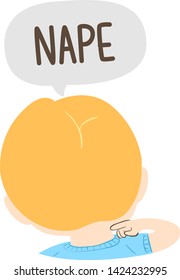 Illustration of a Kid Boy Pointing to and Saying Nape as Part of Naming Body Parts Series