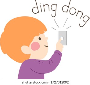 Illustration Of A Kid Boy Pressing Door Bell With Ding Dong Sound