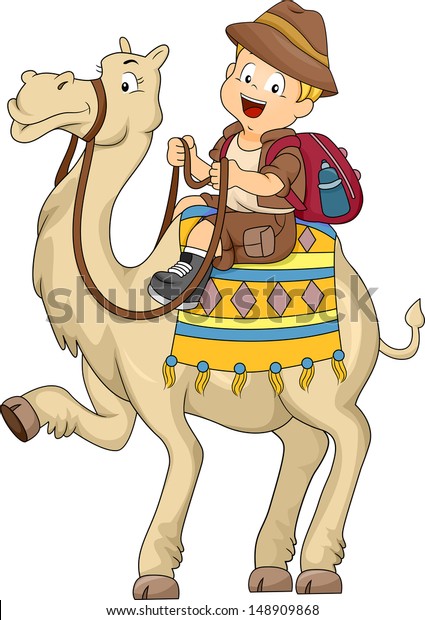 Illustration Kid Boy Riding Camel Stock Vector (Royalty Free) 148909868