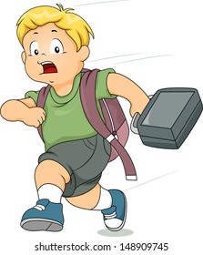 Illustration Of A Kid Boy Running Late For School