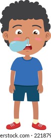 Illustration of a kid boy with a runny nose