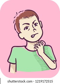 Illustration Of A Kid Boy Scratching His Itchy Neck