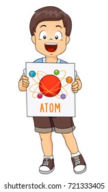 Illustration of a Kid Boy Showing an Atom Illustration