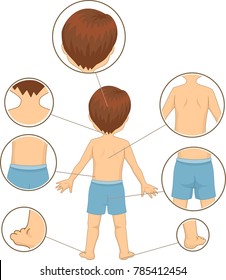 Illustration of a Kid Boy Showing Body Parts as Part of the Lesson