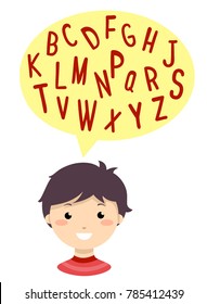 Illustration Of A Kid Boy With A Speech Bubble Full Of Consonants In Capital Letters