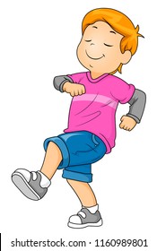 Illustration of a Kid Boy Strutting Forward